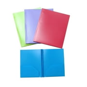 DJJGXAN Plastic Pocket Folders with Prongs, Heavy Duty Plastic Pockets Folders with Brads, 1 pcs, 2 Pocket 3 Prong Folders, Plastic Poly Folders with Prongs for School Supplies, Office, Letter Size
