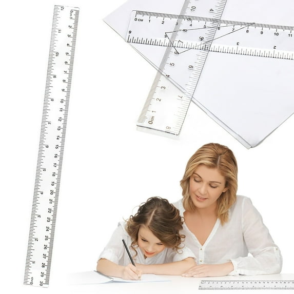 DJJGXAN Plastic Ruler Transparent 12", 1 Pack, Measuring Tools with Centimeters and Inches
