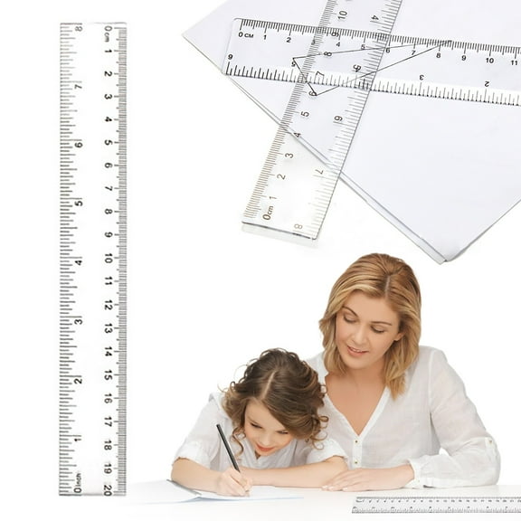 DJJGXAN Plastic Ruler Transparent 8", 1 Pack, Measuring Tools with Centimeters and Inches