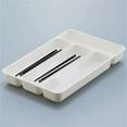 thumbnail image 1 of DJJGXAN Silverware Tray Silverware Drawer Organizer Tray, Plastic Cutlery Storage for Kitchen Drawer, Flatware and Utensil Holder Divider for Spoons Forks Knives Tableware, 4 Compartment, White, 1 of 5