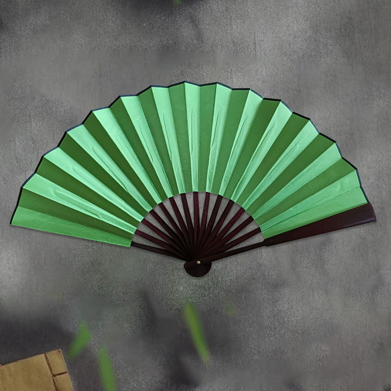 Foldable Fan Peacock Green Silk Folding Fan, Chinese Bamboo Ribs Fan, Minimalism Hand Fan, Wedding Party Gift, Tassels Handheld Fan, Gift For Friends - Finland Silk Fans