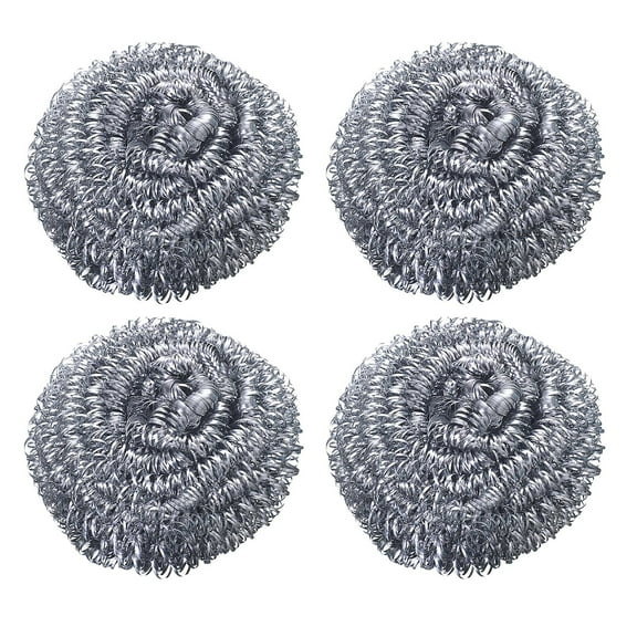 DJJGXAN Steel Wool Scrubber Pads Stainless Steel Scrubber Scrubbing Scouring Pad Sponges for Cleaning Dishes, Pans, Pots, Ovens, Grills, Sinks - Stainless Steel Scrubbers for Kitchen, 4 Pack