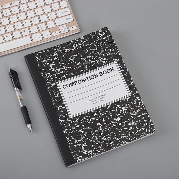 DJJGXAN Wide Ruled Composition Notebooks - Pack of 1-100 Sheets 9.75" x 7.5" - Hard Cover Black Red Blue Green, Bulk Compositon Book Wide Ruling