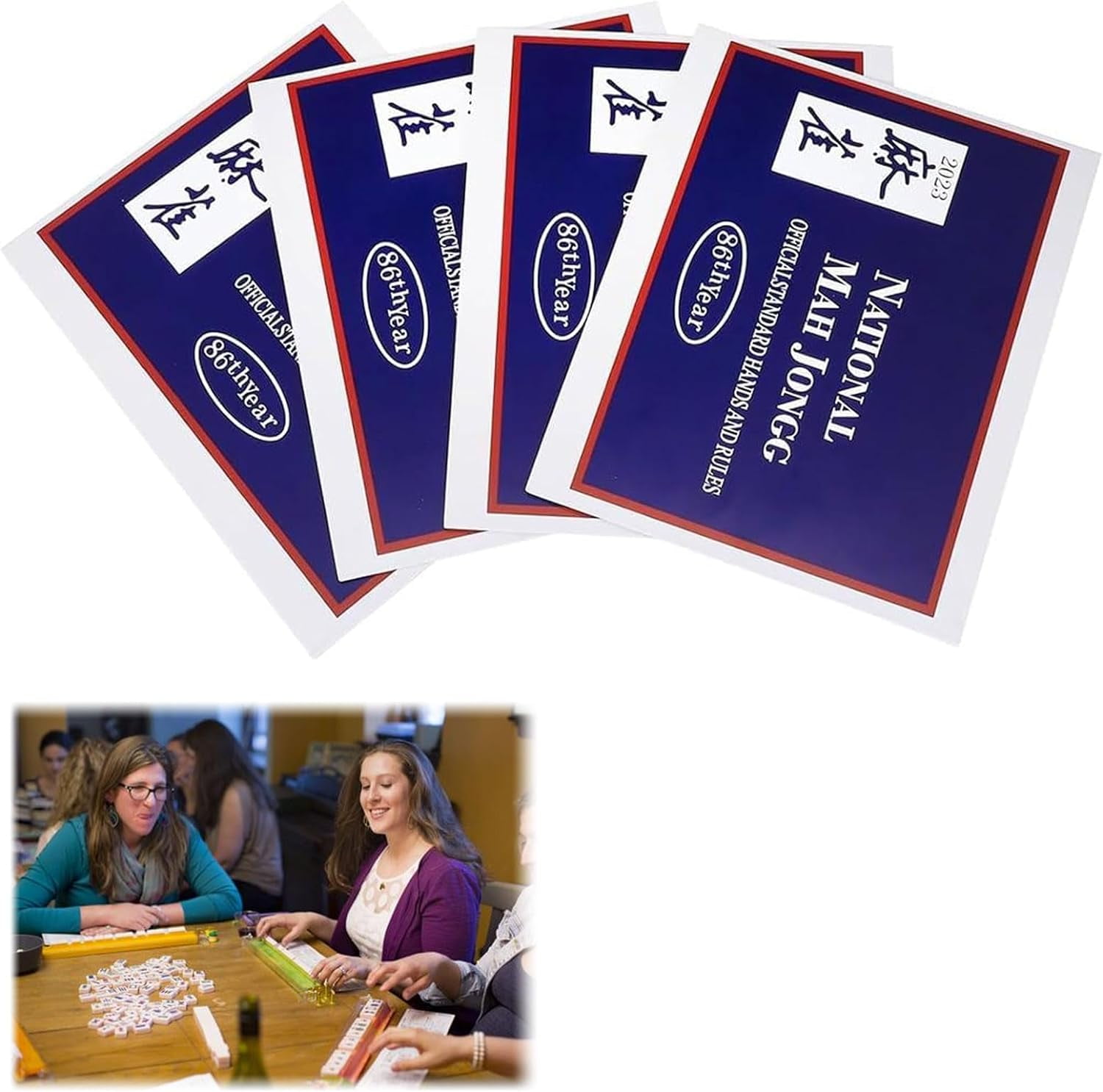 DJKDJL 2024 Mahjong Cards,Mahjong Game,4PCS National Mahjong Cards