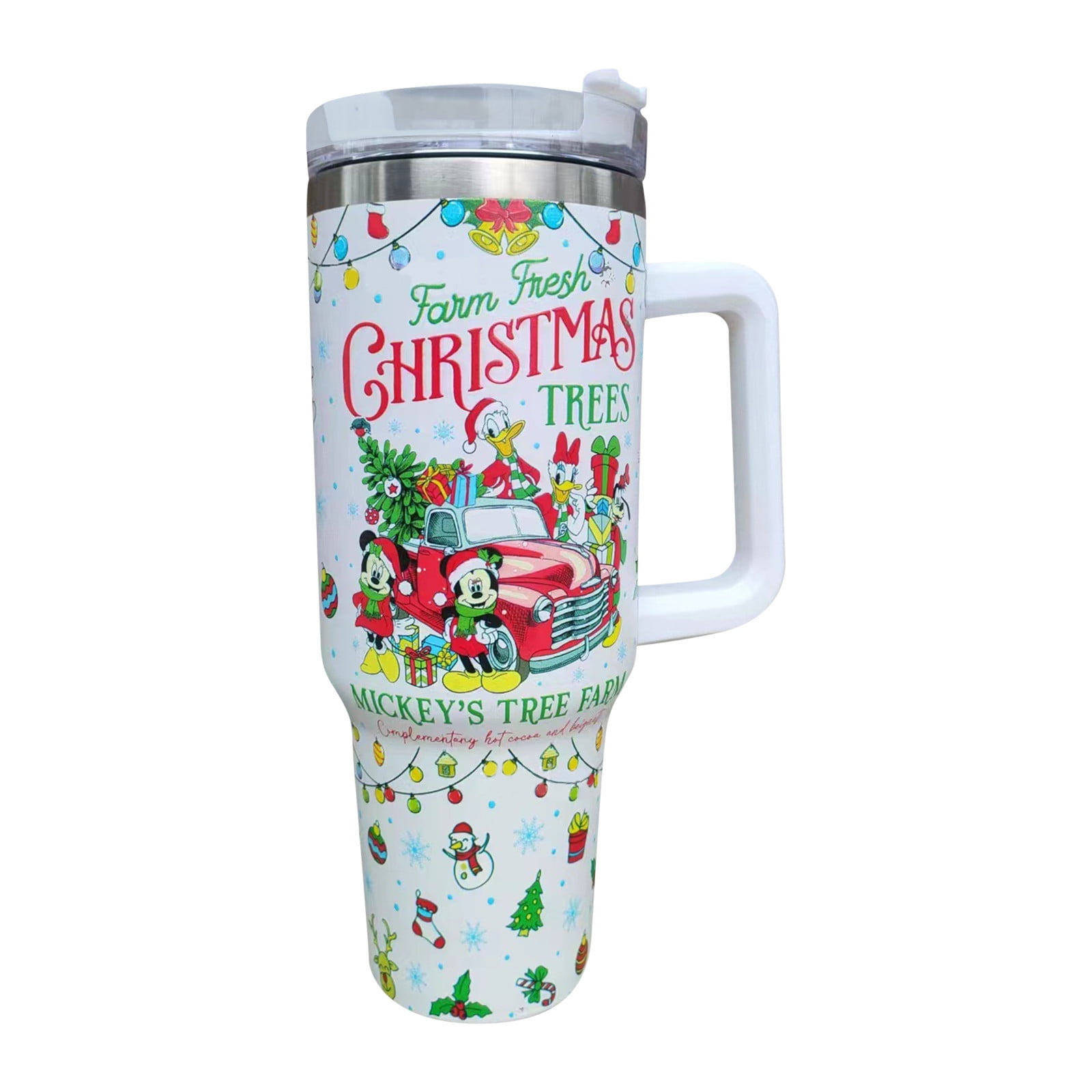 DJKDJL 40 oz Christmas Tumbler with Handle Adventure Travel Reusable Vacuum  Quencher Tumbler, Leak Resistant Lid, Stainless Steel Insulated Cup,  Maintains Heat Cold Ice for Hours A 