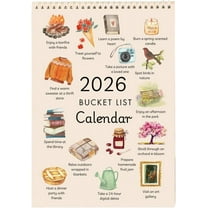 DJKDJL Bucket List Calendar 2026 – 12-Month Wall Calendar with Illustrated Pages, DIY-Friendly Design & Inspirational Daily Prompts, Motivational Home & Office Gift for Friends (Style A)