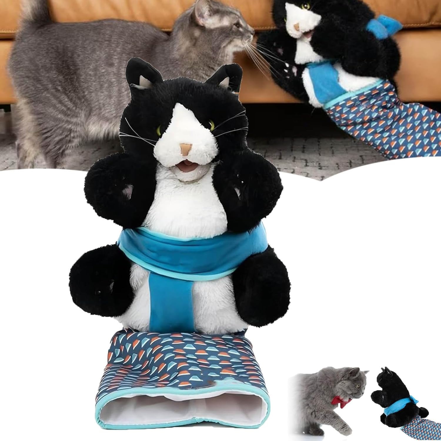 Interactive Cat Wrestling Hand Puppet Toy - Durable Plush Puppet For Safe Play With Tough Padding, Fun For Cats & Kittens-443853