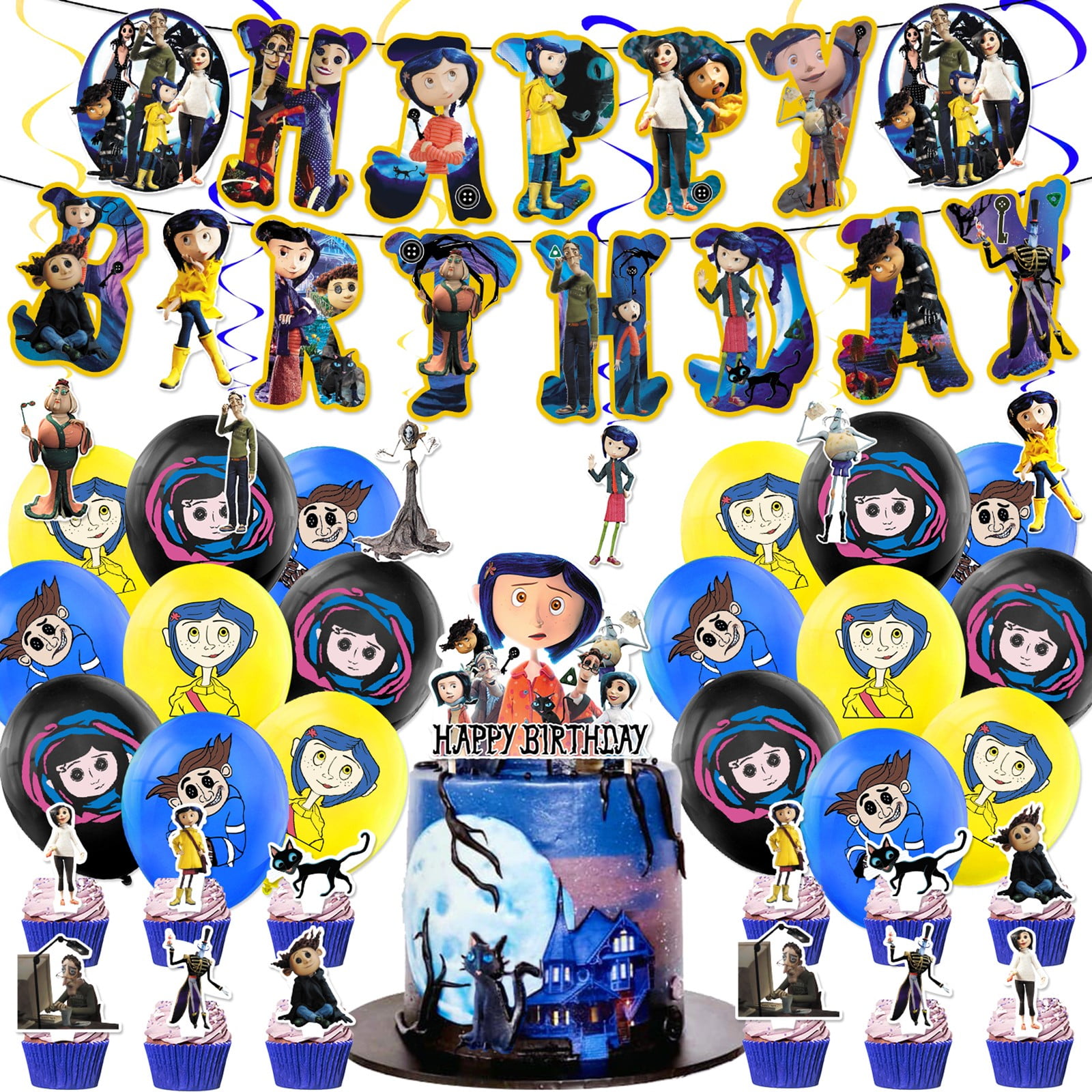 DJKDJL Coraline Animation Character Happy Birthday Decorations Include