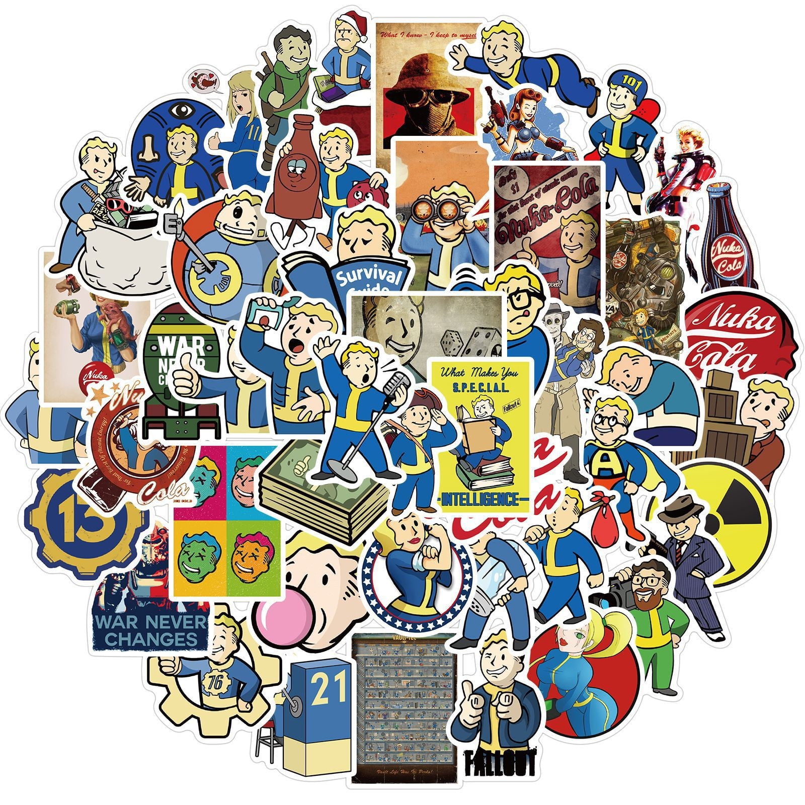 DJKDJL Fallout Merchandise 50 Pcs Stickers 1.692.01 In Cool Game Scenes Sticker Toys Perfect Gift for Fans