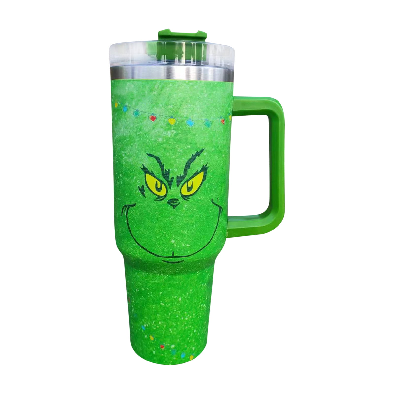THE GRINCH STAINLESS STEEL TUMBLER WITH STRAW 40 OZ. NEW.