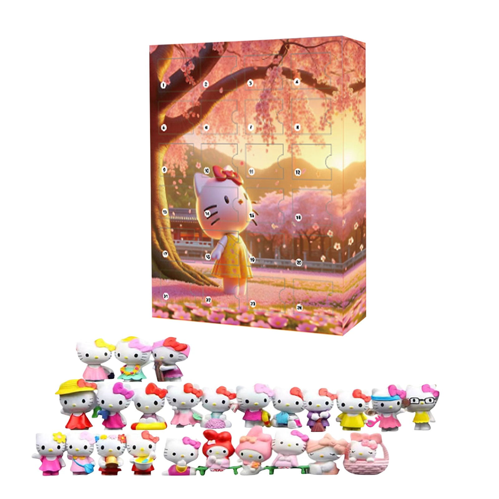 DJKDJL Hello-KT Cat Advent Calendar 2024 24 Pcs Include Hellow Kitty Action Figures Blind Box, Ideal Gifts to Welcome Halloween