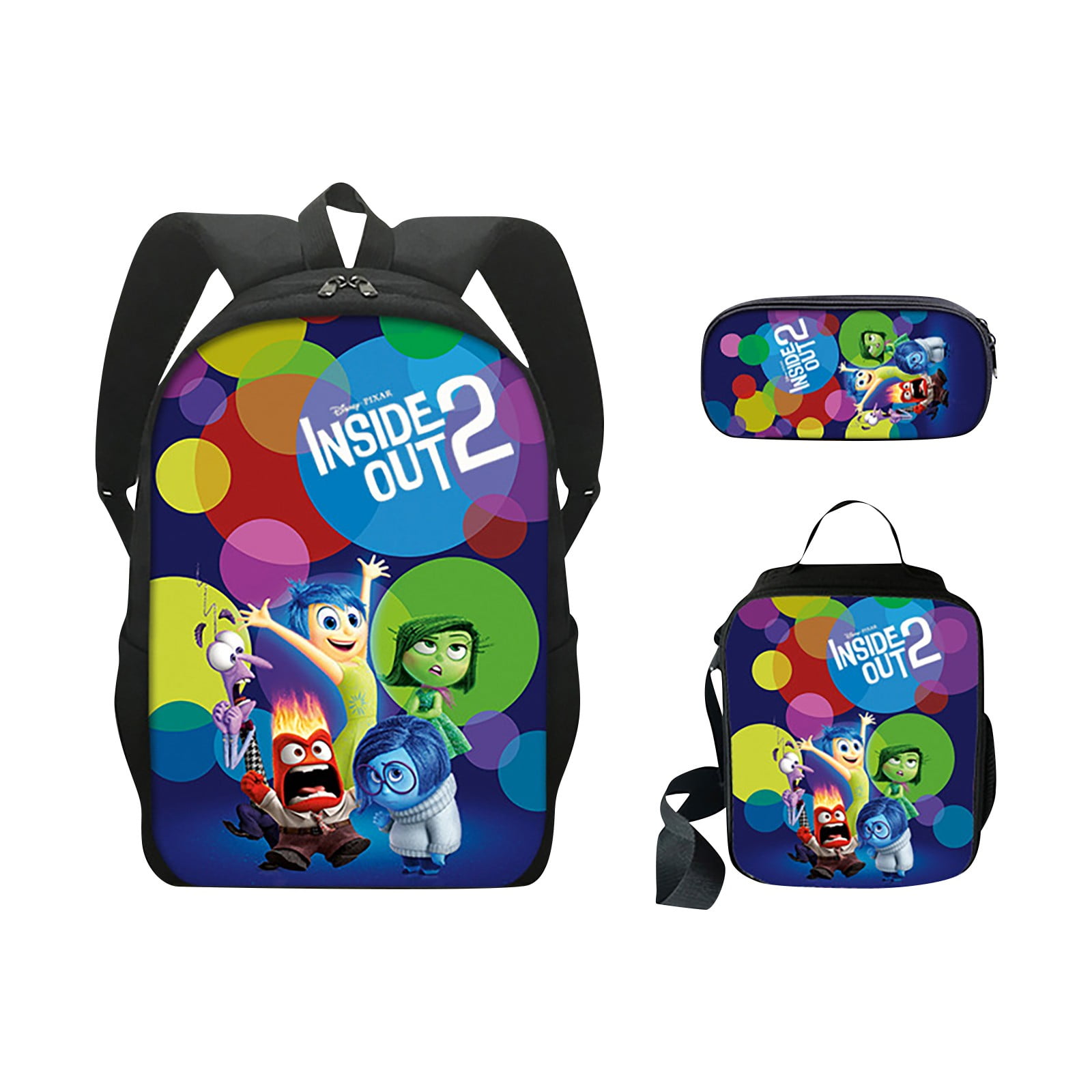 DJKDJL Inside Out 2 School Backpack Set of 3 M Backpack for School 14L Back to School Supply for Elementary Primary School