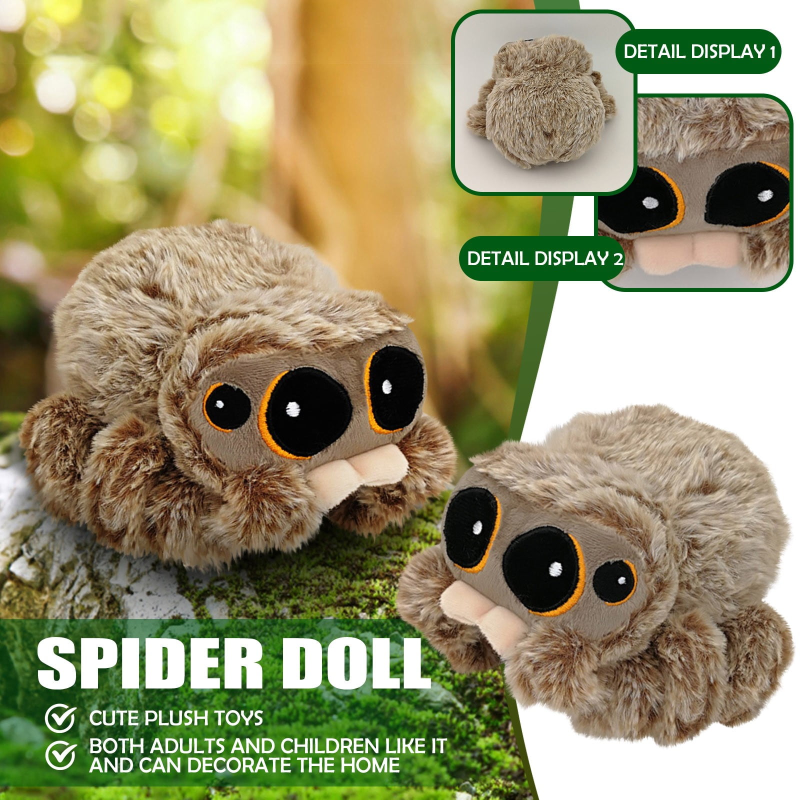 DJKDJL Lucas the Spider Plush Cute Jumping Spider Plush Toy Soft Stuffed Animals Plushie Spider Dolls Birthday Christmas Gifts for Kids Walmart