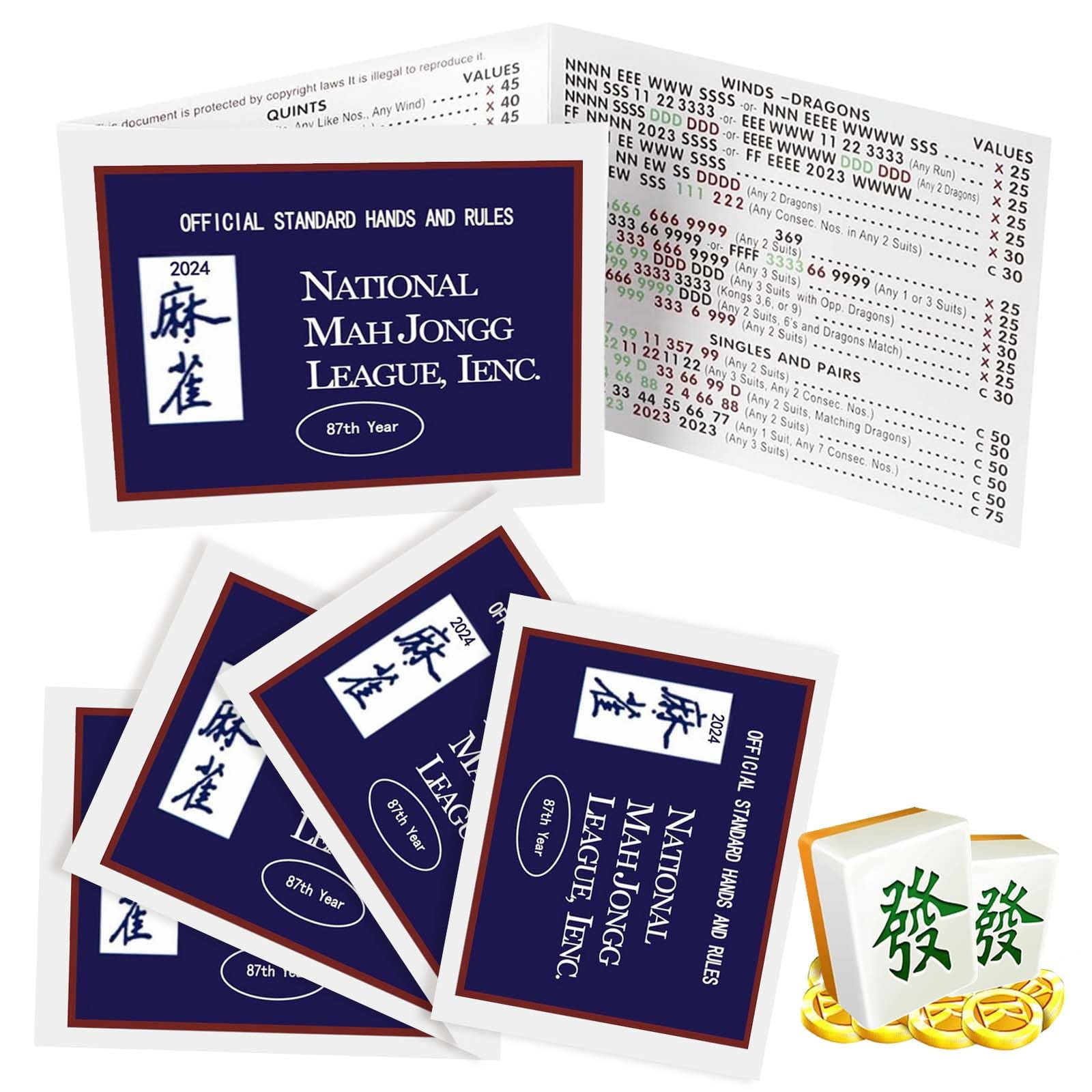 DJKDJL Mahjong Card 2024,Mahjong Score Cards,Mahjong Cards 2024 Large Print,4PC National Mahjong ...