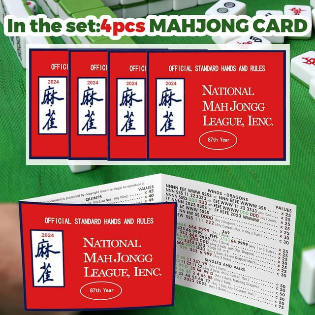 DJKDJL Mahjong Cards 2024, 4pc National Mahjong Rule Cards, Mahjong Cards Large Print, Official
