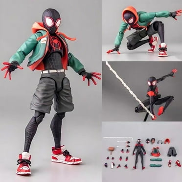 DJKDJL Superhero Spider Miles Morales Action Figures Superhero Spider Cross Universe Miles Morales Mobile Doll Handmade Model Desktop Decorations Collectible Toys for Kids and Anime Fans