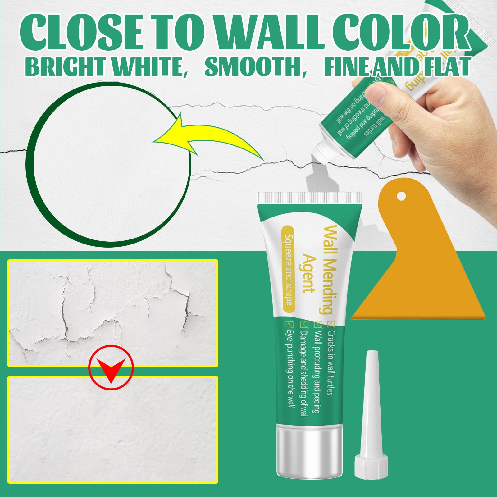 DJKDJL Wall Mending Agent with Scraper Tools, White Wall Surface