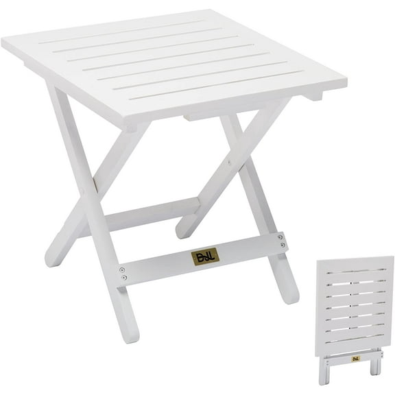 DJL Wood Folding Patio Side Table for Adirondack Chairs Outdoor Small End Table Portable Little Table for Porch, Yard, Garden