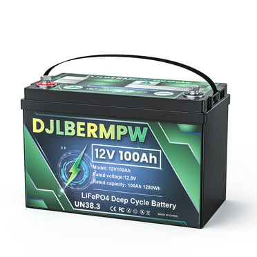 DJLBERMPW 12V 100AH Lithium Battery LiFePO4 Deep Cycle Battery for RV, Marine, Solar