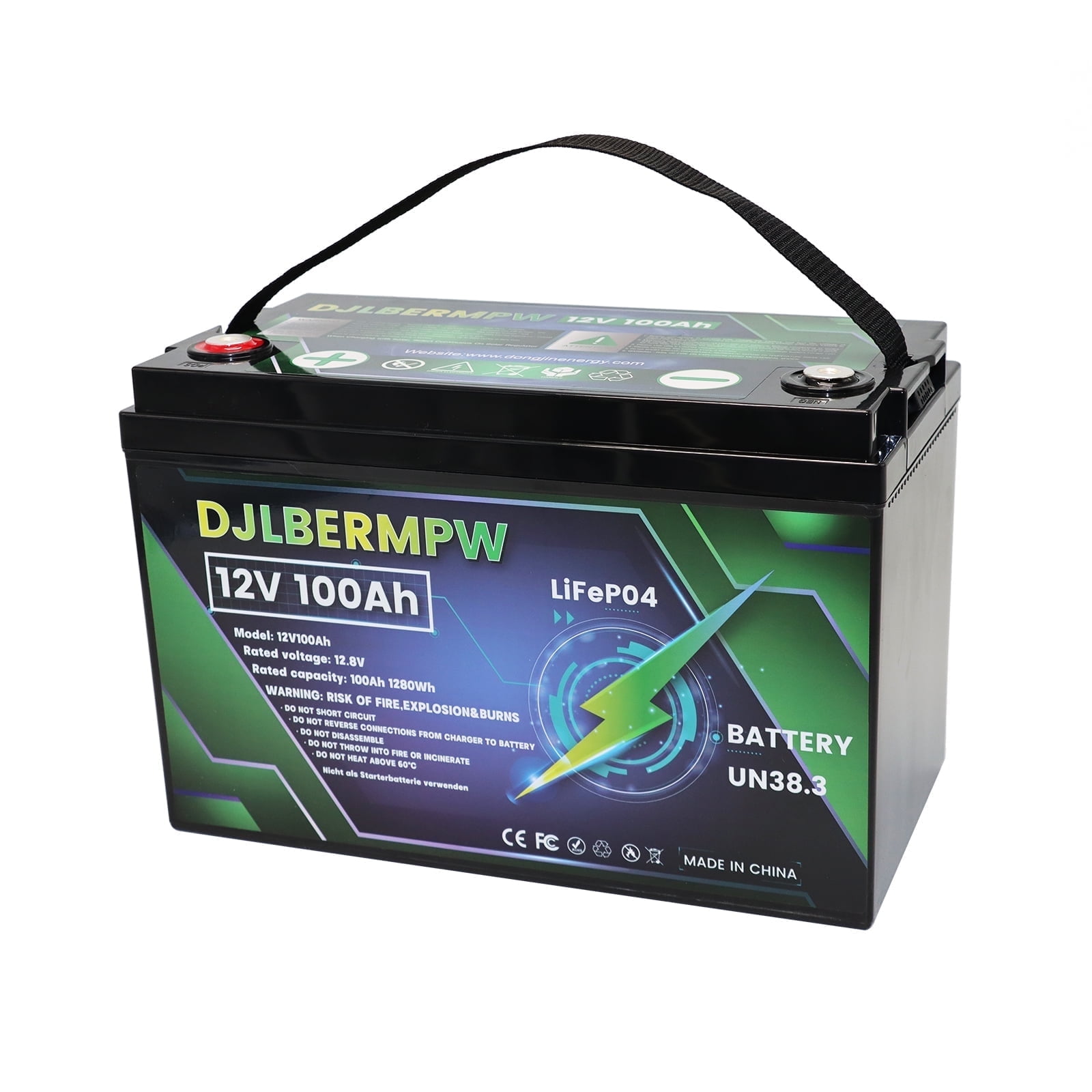 12V 100Ah LiFePO4 Battery, DJLBERMPW Lithium Batte