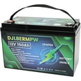 thumbnail image 1 of ‎DJLBERMPW 12V LiFePO4 Lithium Battery 150Ah,4000-15000 Deep Cycle Marine Battery,12V 150Ah Lithium Batteries for Trolling Motor,Boat,Golf Cart,RV,Solar,Built in 120A BMS 1920W,10 Years of Life, 1 of 5