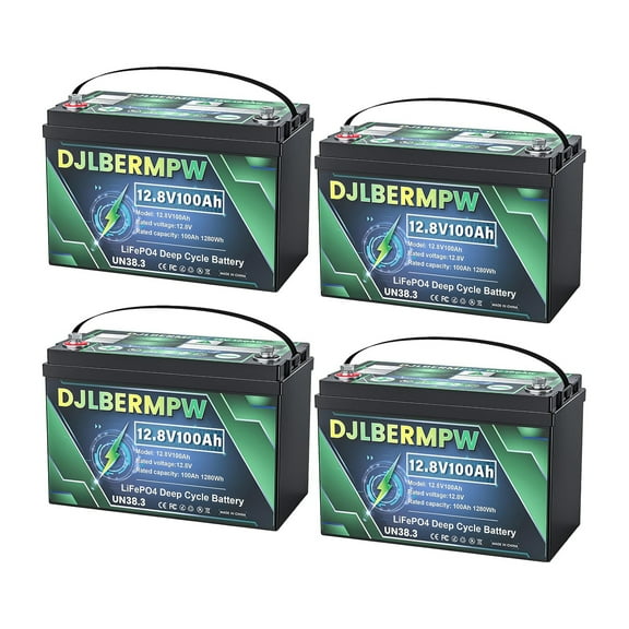 DJLBERMPW 48V LiFePO4 Lithium Battery 100Ah, 4000+ Deep Cycle Battery, 4 Group 12V 100Ah in Series to 48V 100Ah Lithium Batteries for Golf Cart,Trolling Motor,RV,Solar,Built in 100A BMS 5120W