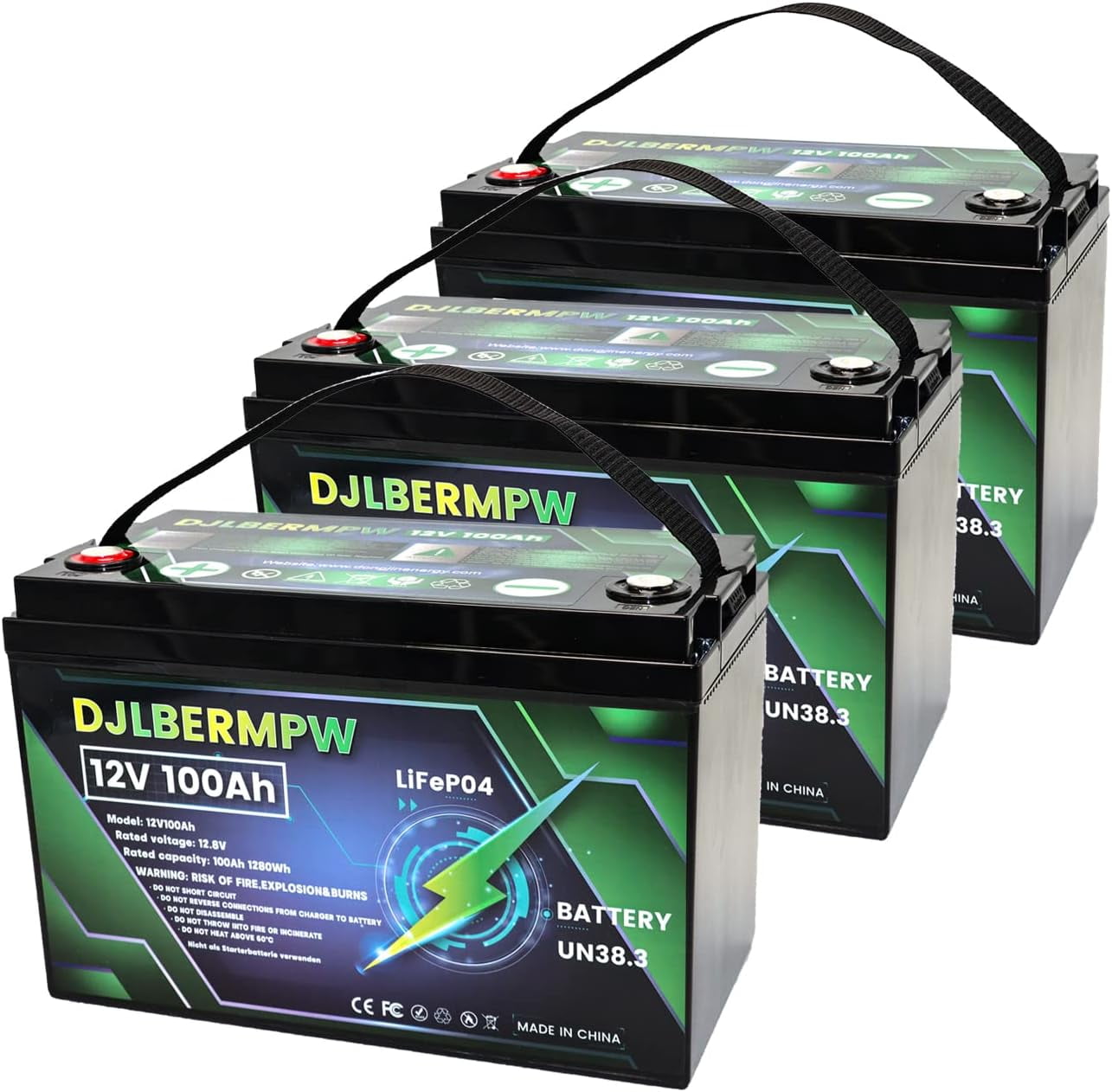 DJLBERMPW LiFePO4 Battery 36V 100Ah Lithium Battery, Built-in 100A BMS,8000+ Lithium Deep Cycle Golf Cart Battery 36V, Lithium Batteries 36V 3840Wh for Marine Boat,Trolling Motor,RV,Solar,Kayak Cart