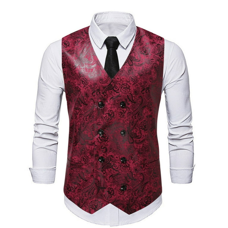 DJLBOOM Clearance 2024 Men s Autumn And Winter Casual Vintage Print Single Breasted Suit Vest Men s Outerwear Vests Clearance Sale Walmart