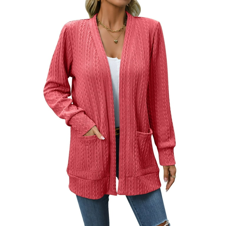 DJLBOOM Clearance Ladies V Neck Long Sleeve Solid Color Sweater Cardigan Fashion Loose Top Cardigan Sweaters for Women Clearance Sale Walmart
