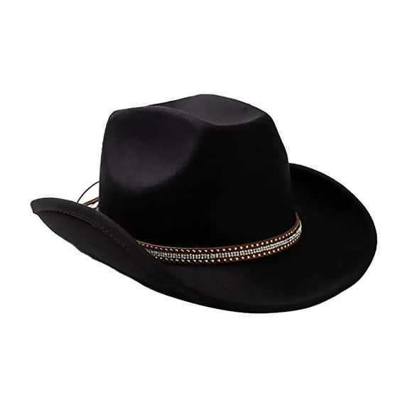 DJLBOOM Vintage Western Cowboy Men Women Hat Faux Suede Hat With Rope Windproof Wide Brim Jazz Hat For Outdoor Winter Camping Clearance Sale