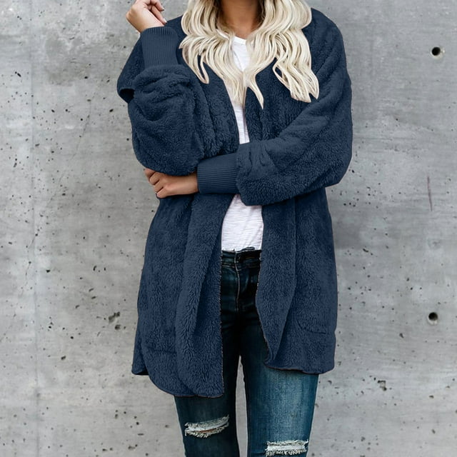 DJLBOOM Women's Fleece Jackets & Coats Women's Artificial Wool Plus