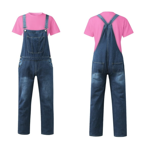 DJLBOOM Women's Jumpsuit Womens Overalls Casual Solid Color T Shirt Loose Sleeveless Adjustable Straps Wide Leg Jumpsuit With Pockets Clearance Sale