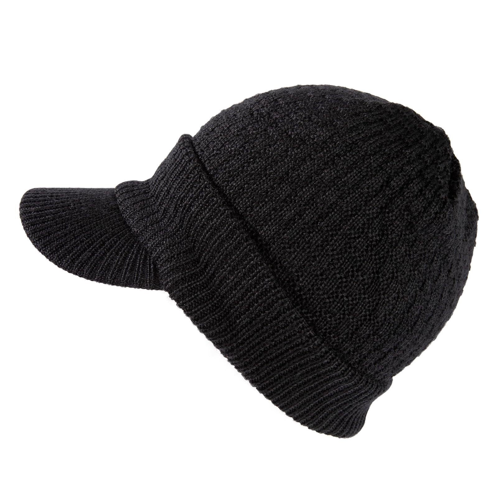 DJM Winter Hats with Brim for Men Women - Merino Wool Beanie Knit ...