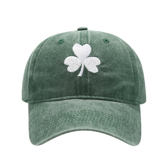 DJN 2026 St. Patrick's Day Women's Sun Hat Color Block Shamrock Print Cotton Baseball Cap Blackish Green One Size