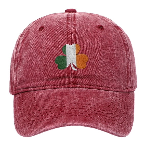 DJN 2026 Women's St. Patrick's Day Sun Hat Retro Shamrock Baseball Cap Soft Cotton Adjustable Fit Wine Red One Size
