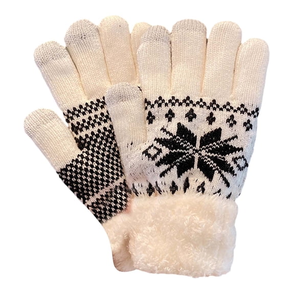 DJN Under $5 Elf Gloves Christmas Touchscreen Gloves for Women Men, Thermal Knitted Winter Gloves with Cute Xmas Print, Windproof & Grippy, Ideal Christmas Gift