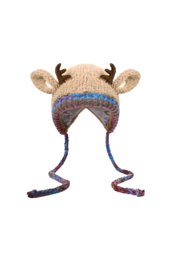 Hats for Women Women's Antler-Design Knit Wool Hat with Fleece Lining for Fall and Winter Thickened and Warm Wool Hat Khaki,One Size