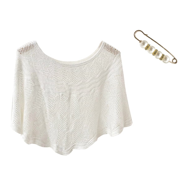 DJN Pashmina Wraps For Women Women's Elegant Shawl Wraps Soft Open Front Poncho Sweater for Spring Fall Winter 2026 White One Size