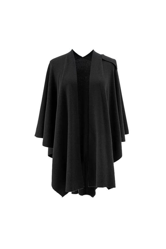 Shawl Wraps For Women Women's Elegant Shawl Wraps Soft Open Front Poncho Sweater for Spring Fall Winter 2026 Black One Size