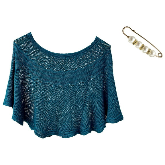 DJN Shawls For Women Women's Elegant Shawl Wraps Soft Open Front Poncho Sweater for Spring Fall Winter 2026 Blue One Size