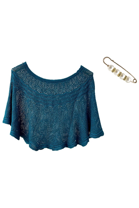 Shawls For Women Women's Elegant Shawl Wraps Soft Open Front Poncho Sweater for Spring Fall Winter 2026 Blue One Size