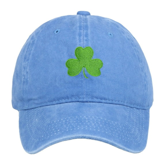 DJN St. Patrick's Day Baseball Cap Green Shamrock Print Retro Hat, Soft Cotton Unisex Light Blue One Size