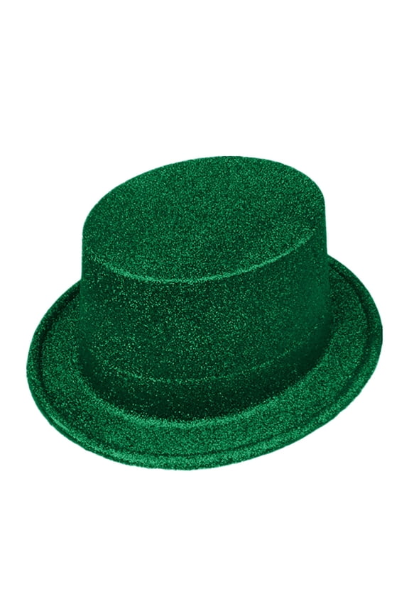 St. Patrick's Day Gold Glitter Party Hat Solid Color Fashion Top Hat Green1 One Size