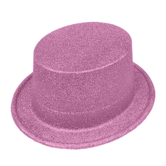 DJN St. Patrick's Day Gold Glitter Party Hat Solid Color Fashion Top Hat Pink One Size