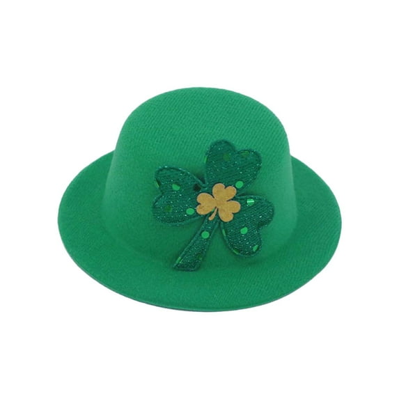 DJN St. Patrick's Day Party Top Hat Green Shamrock Print & Text Unisex Flocked Costume Hat C One Size