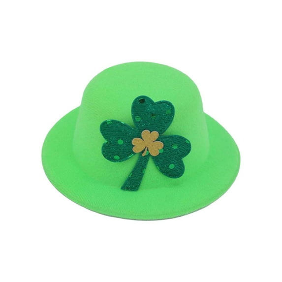 DJN St. Patrick's Day Party Top Hat Green Shamrock Print & Text Unisex Flocked Costume Hat D One Size