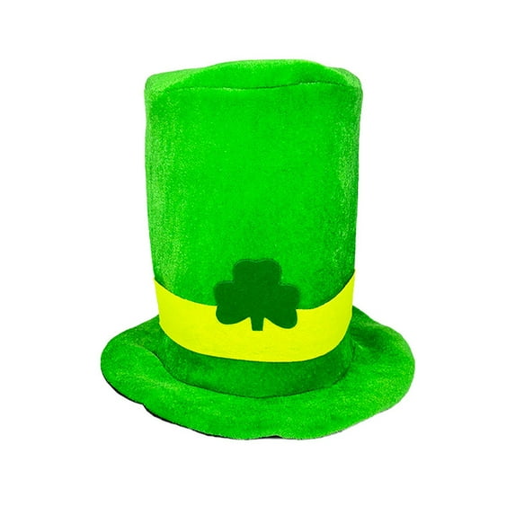 DJN St. Patrick's Day Top Hat Green Irish Magician Hat with Shamrock Theme Party Hat A One Size