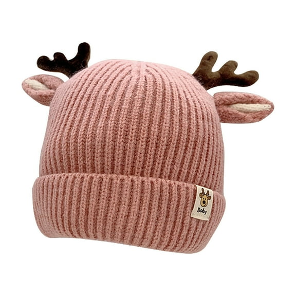 DJN Under $5 Santa Hat Cozy Reindeer Antler Hat, Festive Knit Christmas Beanie for The Family
