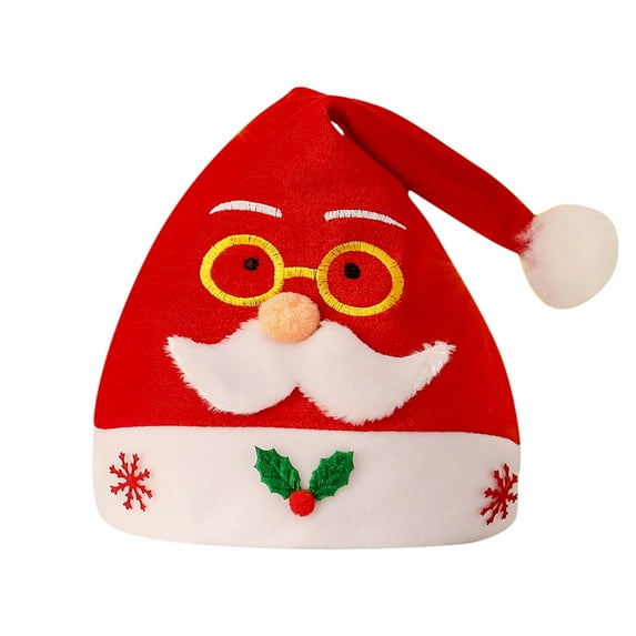 DJN Under $5 Santa Santa Hat with Golden Glasses, Funny Christmas Santa Cap with Attached Gold Spectacles Prints