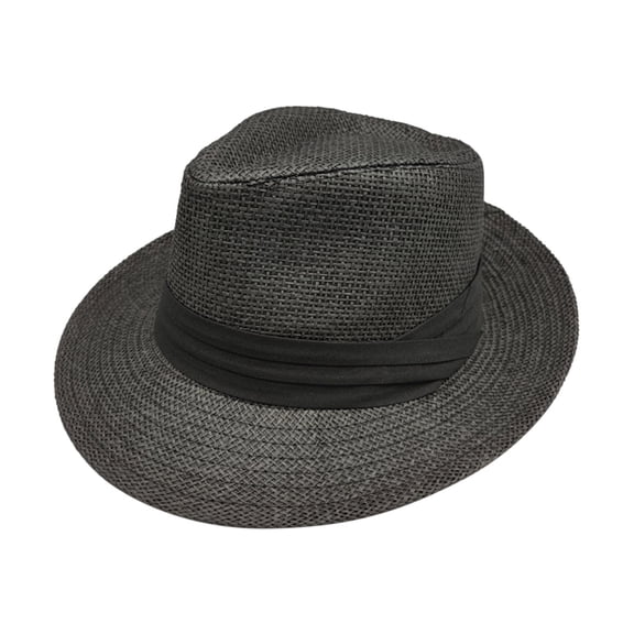 DJN Under $5 Womens Mens Wide Brim Straw Panama Hat Fedora Summer Beach Sun Hats UPF Straw Hat for Women Men Straw Black One Size